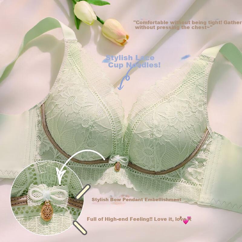 LangSha Women's Wireless Push-Up Bra, Lace Sexy Small Breast Enhancing Bra, Side Support Bra for Valentine's Day Gift for Girlfriend