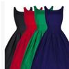 Patchwork Cotton Blend Sleeveless Dress Round Neck Flared Hem For Beach Parties