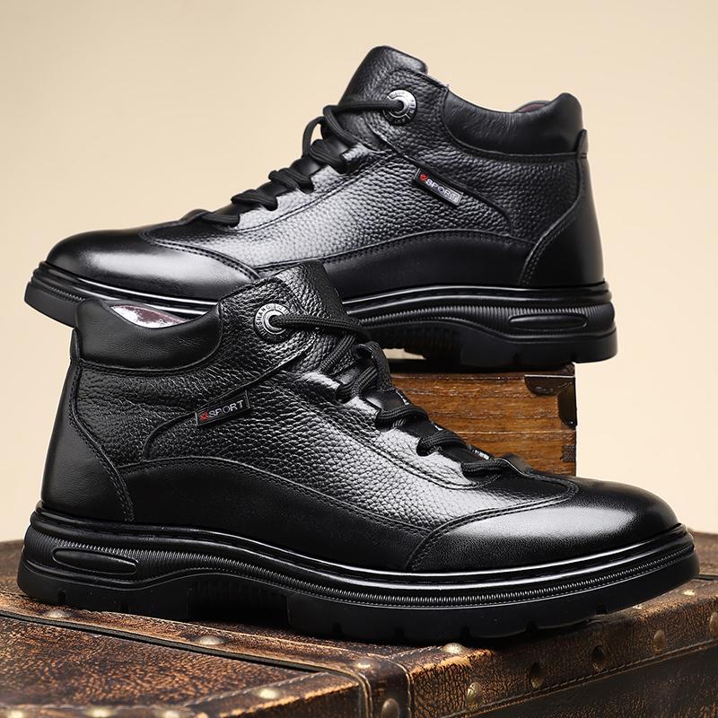 Men Cotton shoes Footwear Winter Plush Snow Work Boots lace up Comfortable Outdoor Casual Shoes Fashion Short Boots men