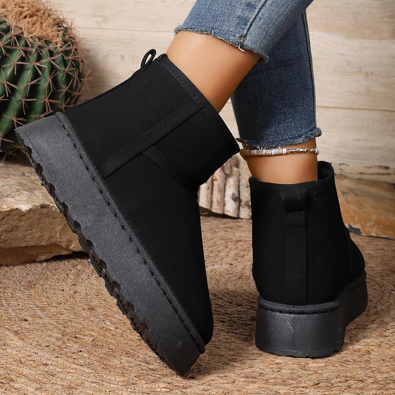 Fashion Faux Suede Platform Winter Boots for Women Warm Thicken Plush Anti Slip Snow Boots Woman Comfy Sliop On Thick Sole Ankle Booties