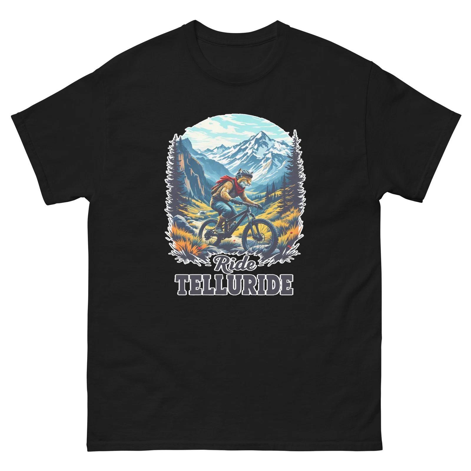 Ride Telluride Bobcat Fun USA Bike Cycling Animal T-Shirt S