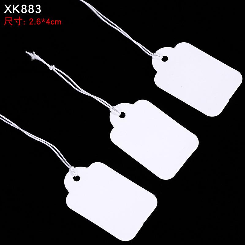 100pcs Jewelry and jewelry small tags DIY blank hanging rope small hang tags cowhide elastic thread hanging tags price tag