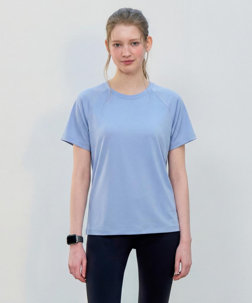 BASIC HOUSE Women'S Cool Breeze Raglan Round Short Sleeve T-Shirt Blue Lzts3223 (Type B)