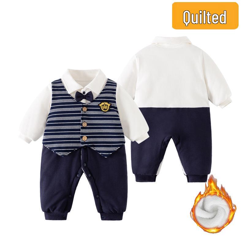 Newborn Thickened Cotton Romper - Winter Warm Baby Jumpsuit First Birthday Outfit 59 cm