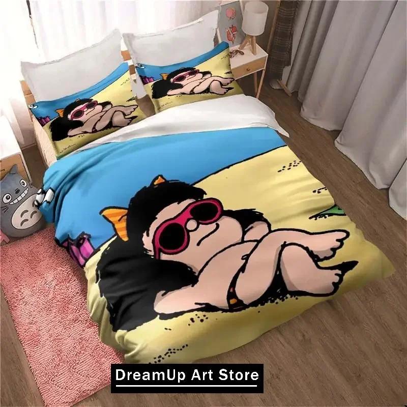 Kawaii Anime Mafalda All Season Twin Bedding Set 3 Piece Comforter Set Bed Duvet Cover Double King Comforter Cover Home Textiles