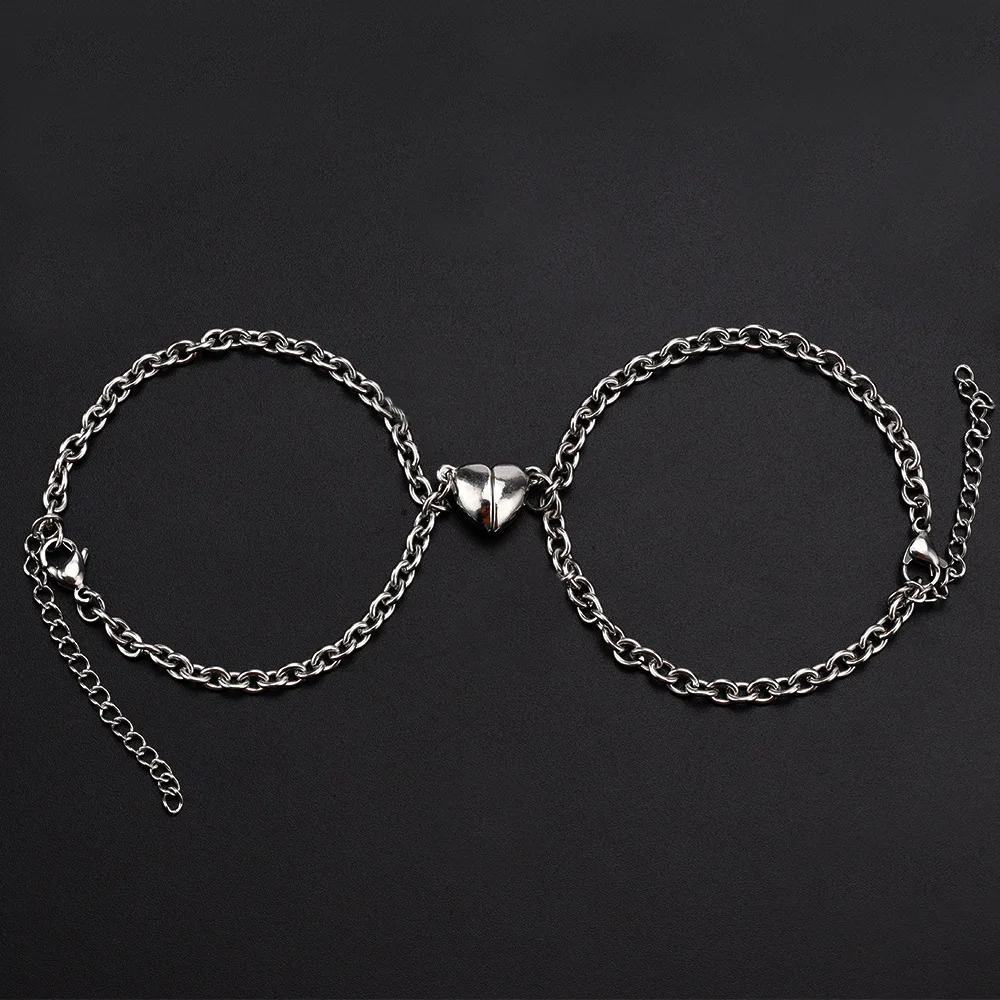 

2Pcs Sun Moon Charm Magnet Attraction Stainless steel Bracelets for Couples Men Women Jewelry Wholesale Valentine s Day Gifts