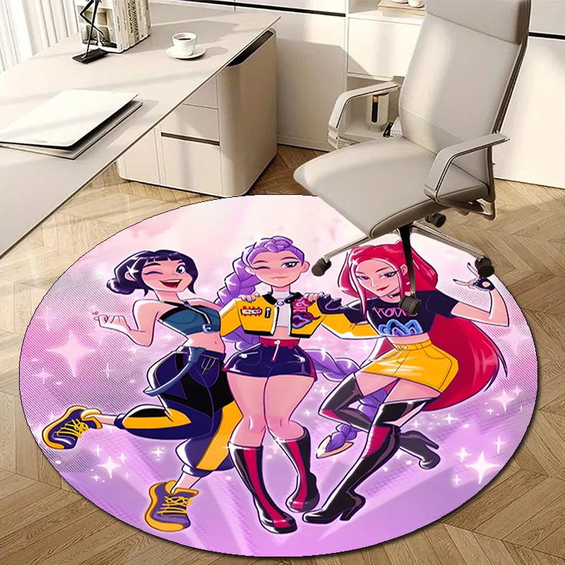 1pc KPop Demon Hunters15 Design Printed Area Round Carpet for Bedroom Living Room Home Decor Rugs Mat Non Slip Mat Rug for Bedside