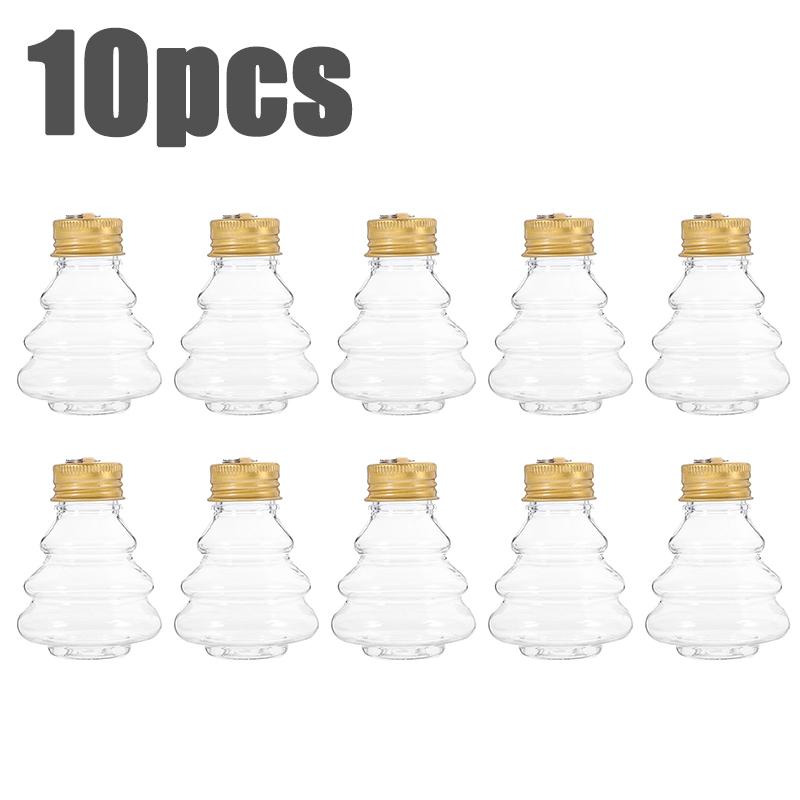 5/10PC Xmas Tree Shaped Hanging Ornament Bottle Party Transparent Plastic Candy Jar Decor Charm Cap Christmas Beverage Bottle