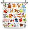 Cartoon Animal Alphabet Shower Curtain For Kids Abc Educational Learning Tools Baby Girls Boys Colourful Bath Curtain Bathroom