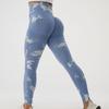 Summer seamless tie bleaching peach hip yoga pants high waist belly fitness pants women's running sports tight trousers wholesale