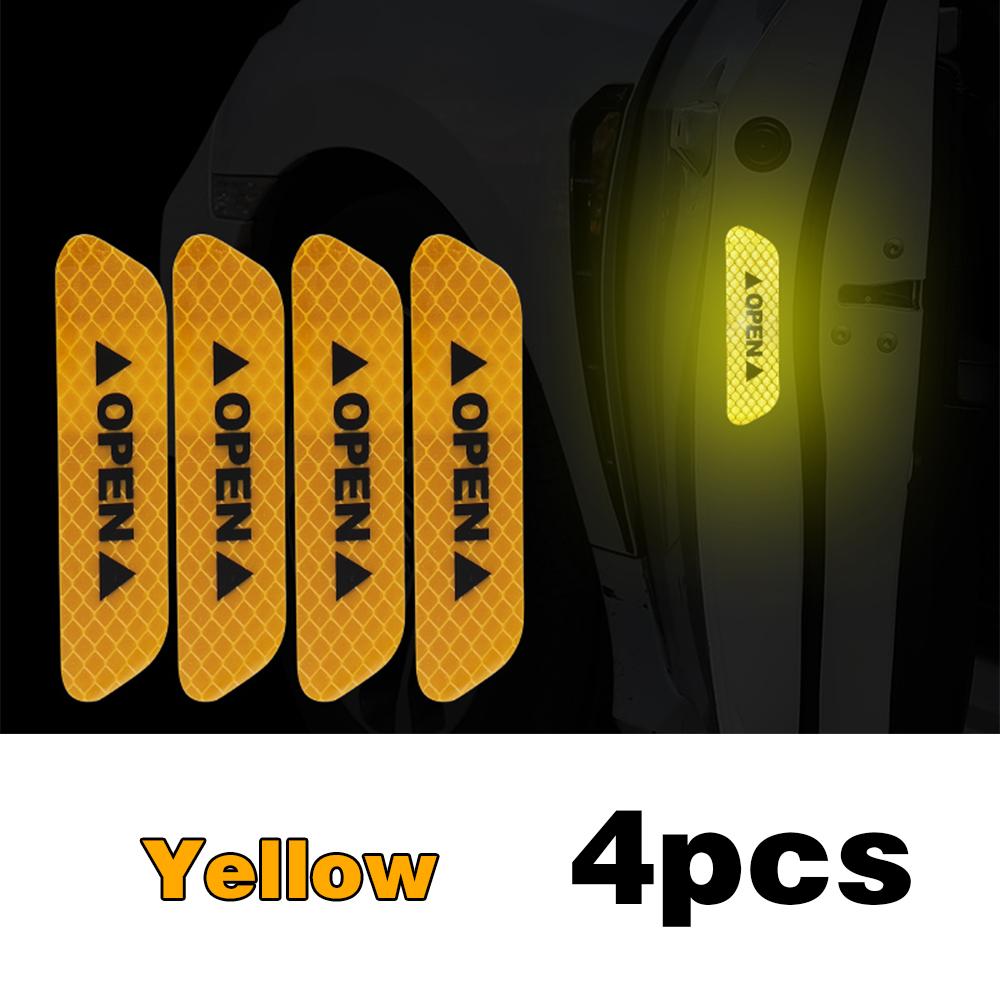 

4PCS Car Door Sticker Safety Opening Warning Safety Reflector Tape Decal Car Accessories Exterior Reflector Sticker Accessories