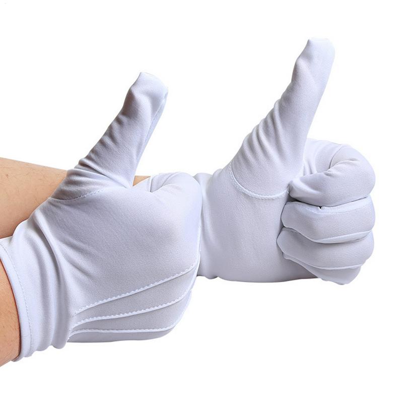 1pair White Cotton Gloves Men Formal Tuxedo Uniform Gloves Honor Guard Parade Ceremony Costume Cosplay Coin Jewelry Butler Glove