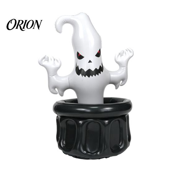 Halloween Snack Holder Inflatable Ghost Ice Bucket, Party Drink Tub, White Black Magic Bucket Beverage Cooler for Decor, Outdoor Picnic Storage