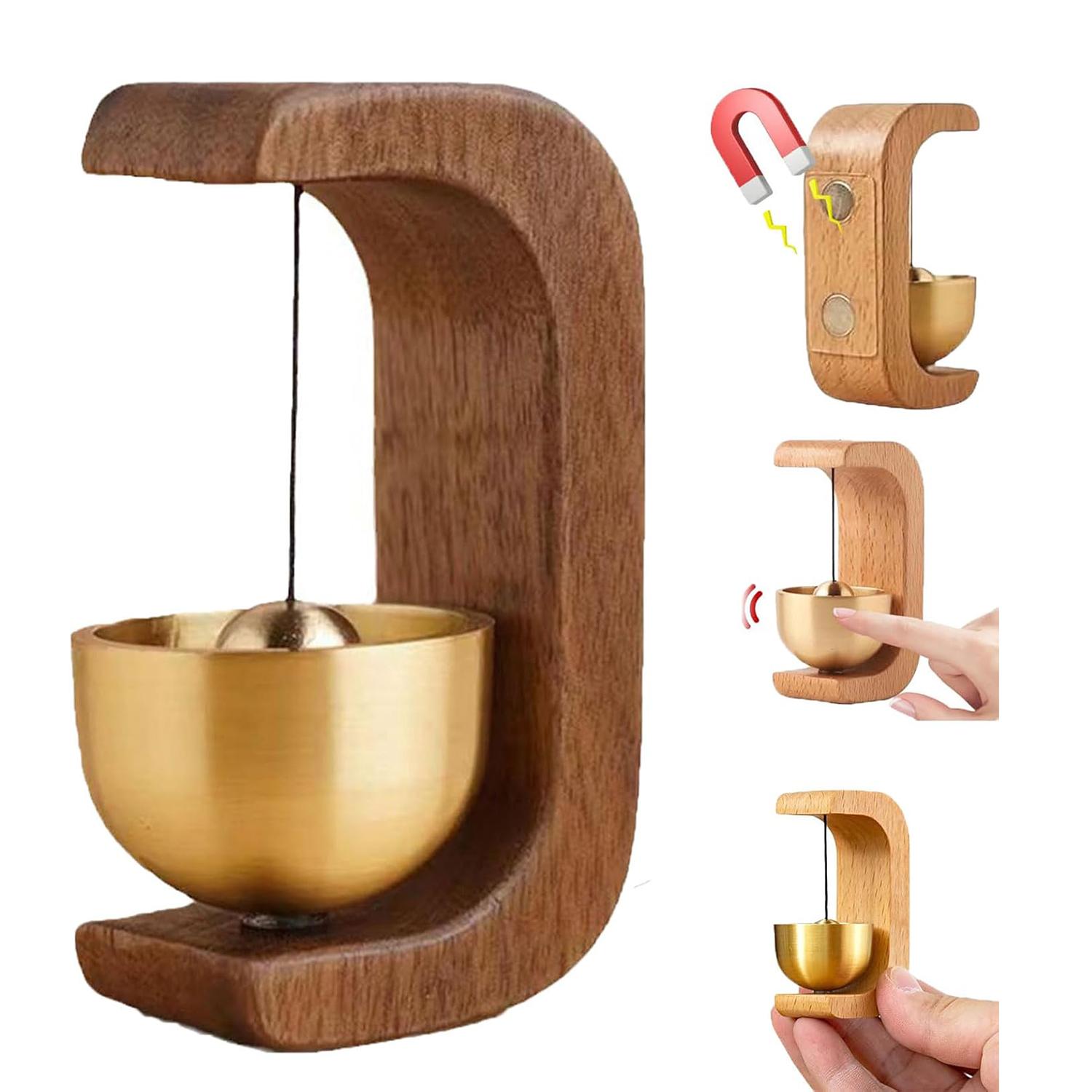 

Brass Doorbell Reminder Magnetic Wooden Wind Chimes Self-adhesive DoorBell for Door Home Decorations