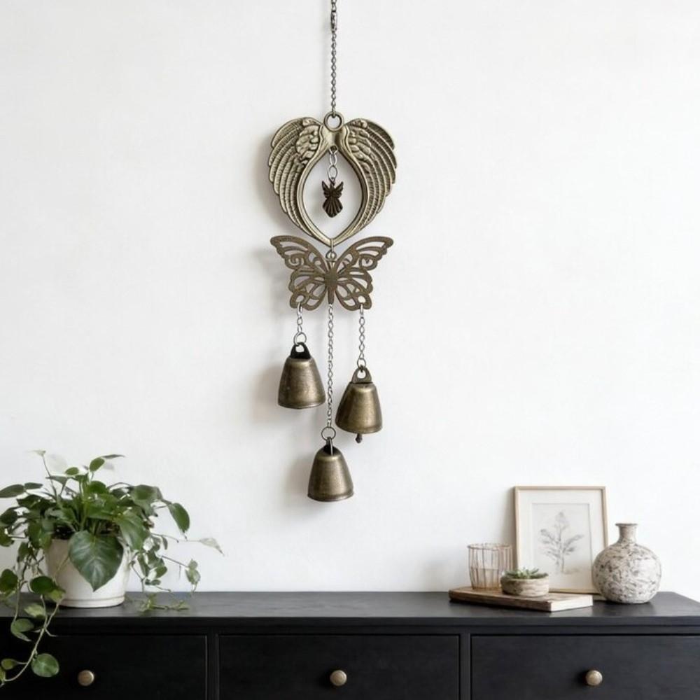 Angel Wings Metal Bell Chime Bohemian Style Vintage Wind Chime Door Hanging Outdoor Hanging