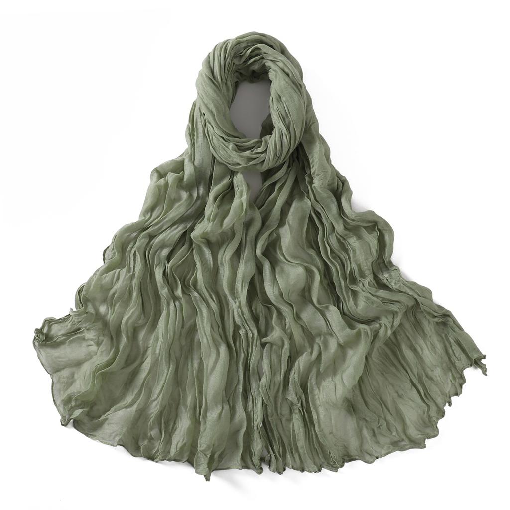 Autumn New Crumpled Scarf For Women Girls Students Solid Color Cotton Voile Thin Scarves Soft Knitting Shawl Female Wrap Shawls