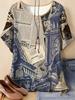 Vintage Newspaper Letter Print Women's T-Shirts Casual Fashion O-Neck Top Oversize Tees Summer Loose T-Shirt Women's Clothing