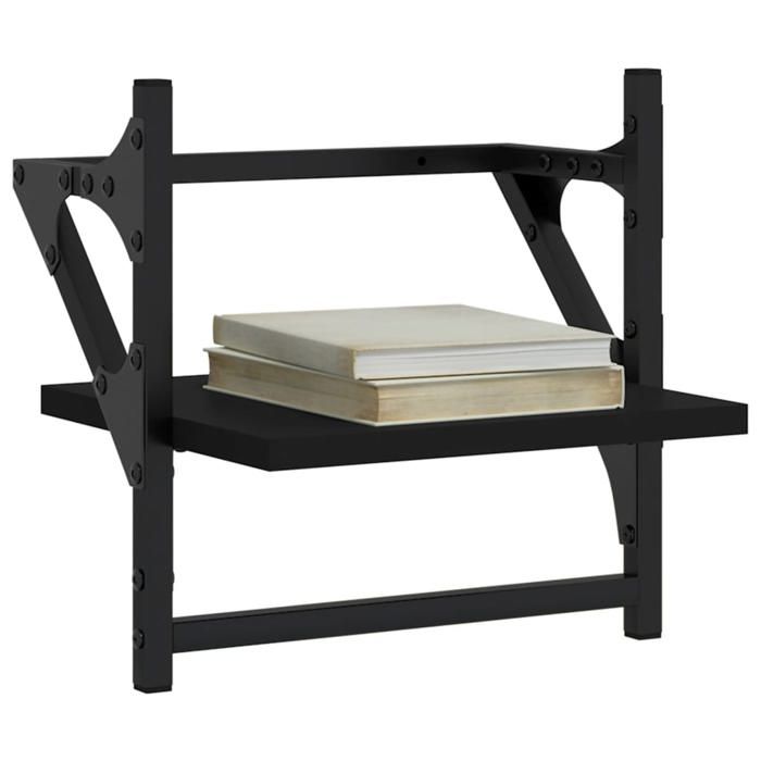 VidaXL Wall Shelves with Bars 2 Pcs Black 30x25x30 Cm 836233
