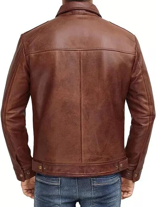 Motorcycle Men's Brown Pure Lambskin Fashionable Soft Leather Jacket Handmade Stylish Casual Biker