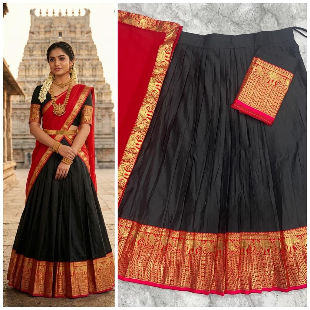 South Indian Style Ethnic Lehenga Choli Set Bollywood Women Lehenga Dupatta Set