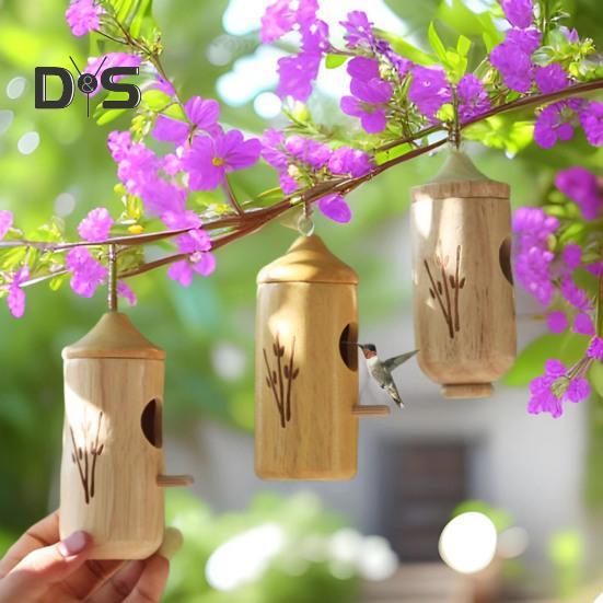 Wooden Hummingbird House for Outside Hanging Small Wildbird Nesting House for Outdoor Garden Porch Window Decor