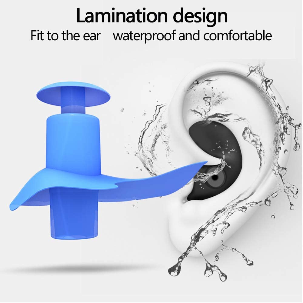 4 Pairs Swimming Earplugs Waterproof Reusable Silicone for Showering Bathing Surfing Kids Adults