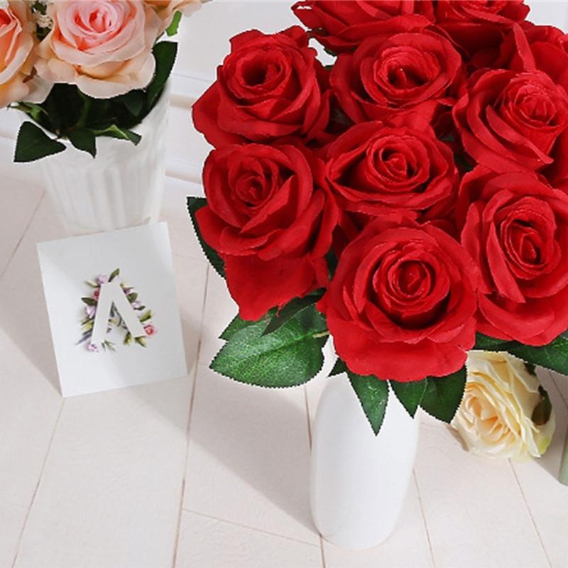 12Pcs Artificial Rose Flower Realistic Simulation Rose Bouquets for Home Garden Decoration, Wedding Flower Arrangements