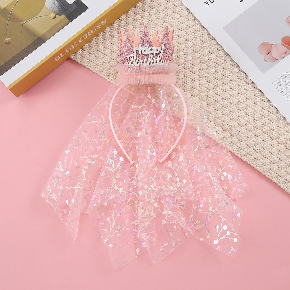 Internet Celebrity Lace Mesh Headband Crown Cross-Border Birthday Party Accessory