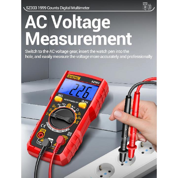Smart Digital Multimeter ANENG SZ303 1999 Count Professional AC/DC Voltage Current Electrical Data Retention High Precision Tool