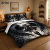 3-Piece Duvet Cover Set Black Dark Angel Gothic Halloween Bedding Set with Invisible Zipper Machine Washable for Bedroom