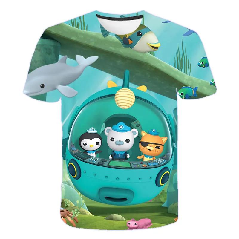 Kidss Fashion 3D The Octonauts Printed Short-Sleeved Tops For Boys Girls Summer Short-Sleeved High-Quality Children's Clothes