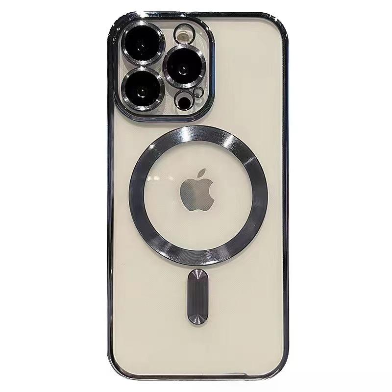 Applicable To IPhone15 Electroplated CD Pattern with Lens Film Mobile Phone Case Apple Magsafe Magnetic 14 Sets 13 Soft Shell