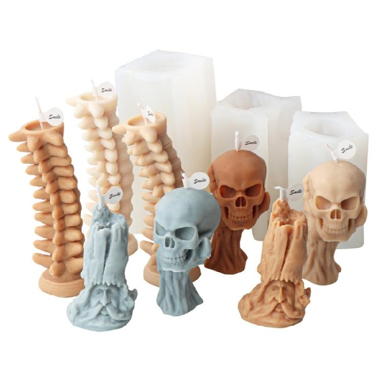 Halloween Skull Candle Silicone Mold Table Ornament Mould DIY Plasters Mold
