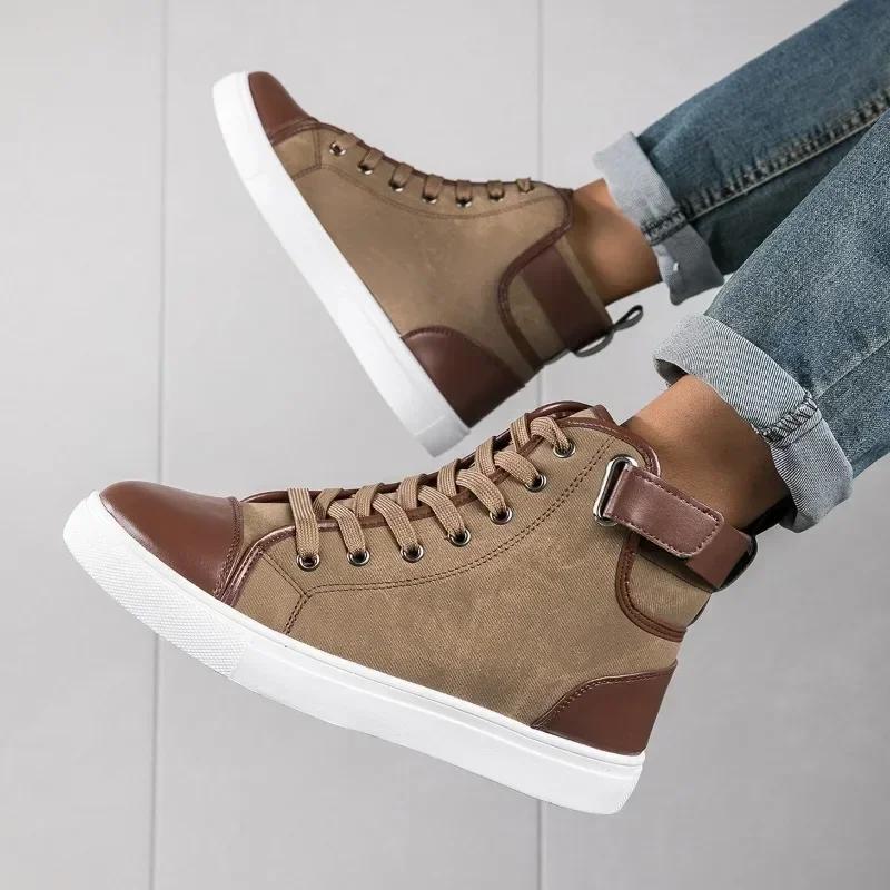 Large Size Men's Boots New Men Casual Shoes Breathable Vulcanized Shoes for Men Hot Selling High Top Male Casual Shoes Botines