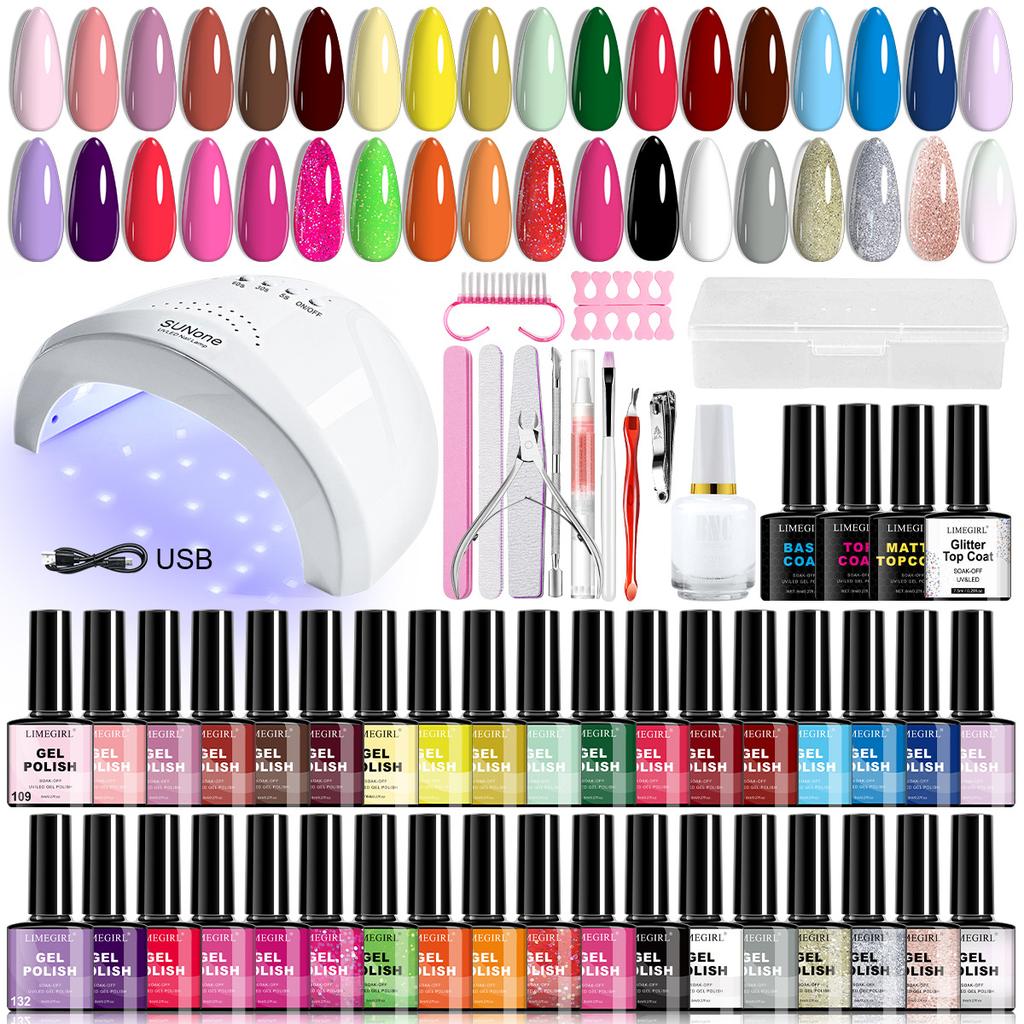 36 Colors Gel Nail Polish Set with LED Light, Full Manicure Tools Kit, Quick Dry Long Lasting Salon Home Use