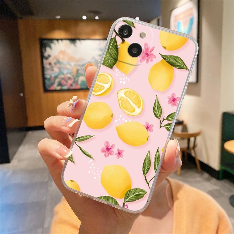 Retro Fruit Lemon Phone Case For iPhone 15 16 14 13 12 11 Pro Max 16E XS XR Max 7 8 16 Plus SE2 Soft TPU Clear Cover