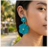 Große Blumen-Hängeohrringe für Damen Übertriebene doppelte florale Hängeohrringe Statement-Charme-Schmuck für Hochzeitsfeier