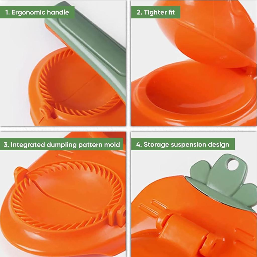 2-in-1 Manual Press for Dumplings and Ravioli, Green/Orange, Make Dumplings and Pasta