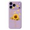 For iPhone 17 Pro Case Golden Butterfly Sunflower Pattern Printing Straight Edge TPU Phone Back Cover