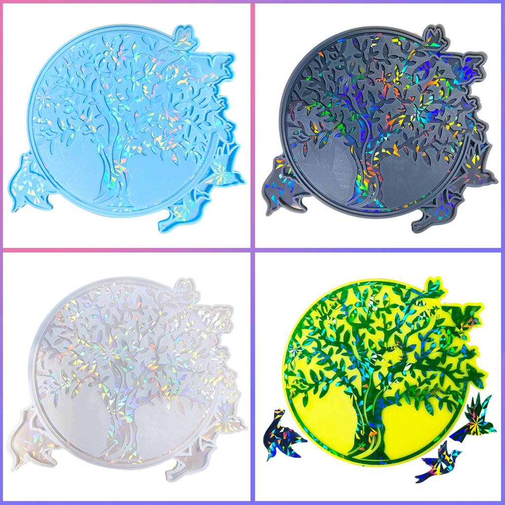 Holographic Tree of Life Ornament Silicone Mold Wall Sticker Mold Resin Casting Pendant Mold Suitable for Diy Crafts
