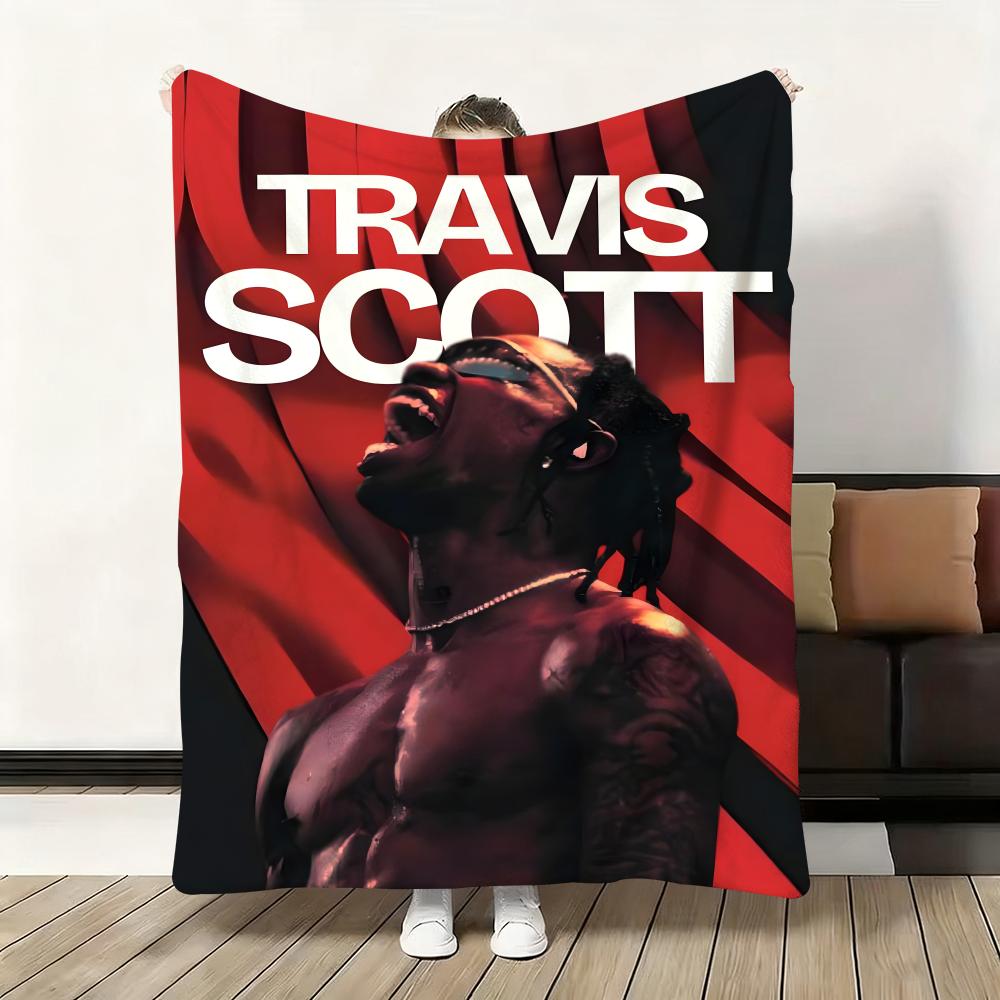

Travis Scott Utopia Rapper Album Throw Thick Flannel Blanket Lightweight Warm Cozy Skin-Friendly Throw for Sofa Bed Winter Use 75x90cm