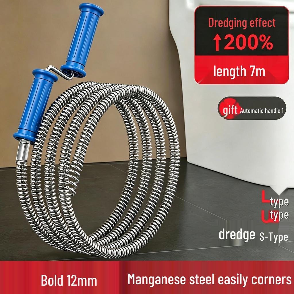 Hand-Cranked Drain Unclogger for Toilets and Kitchen Sinks