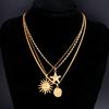 3 Pcs Fashion Sun Starfish Pendant Neckalce Set for Women Bohemia Beach Simple Roseflower Copper Metal Choker Necklace Jewelry