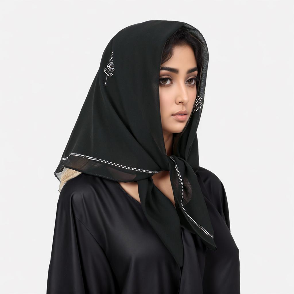 New Chiffon Square Scarf Women Rhinestone Headscarf Muslim Malaysian Shawls Headwraps Islamic Clothing Headband Ramadan 90*90cm