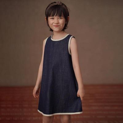 Hacikis Lässiges Denim A-Linien-Westenkleid für Mädchen