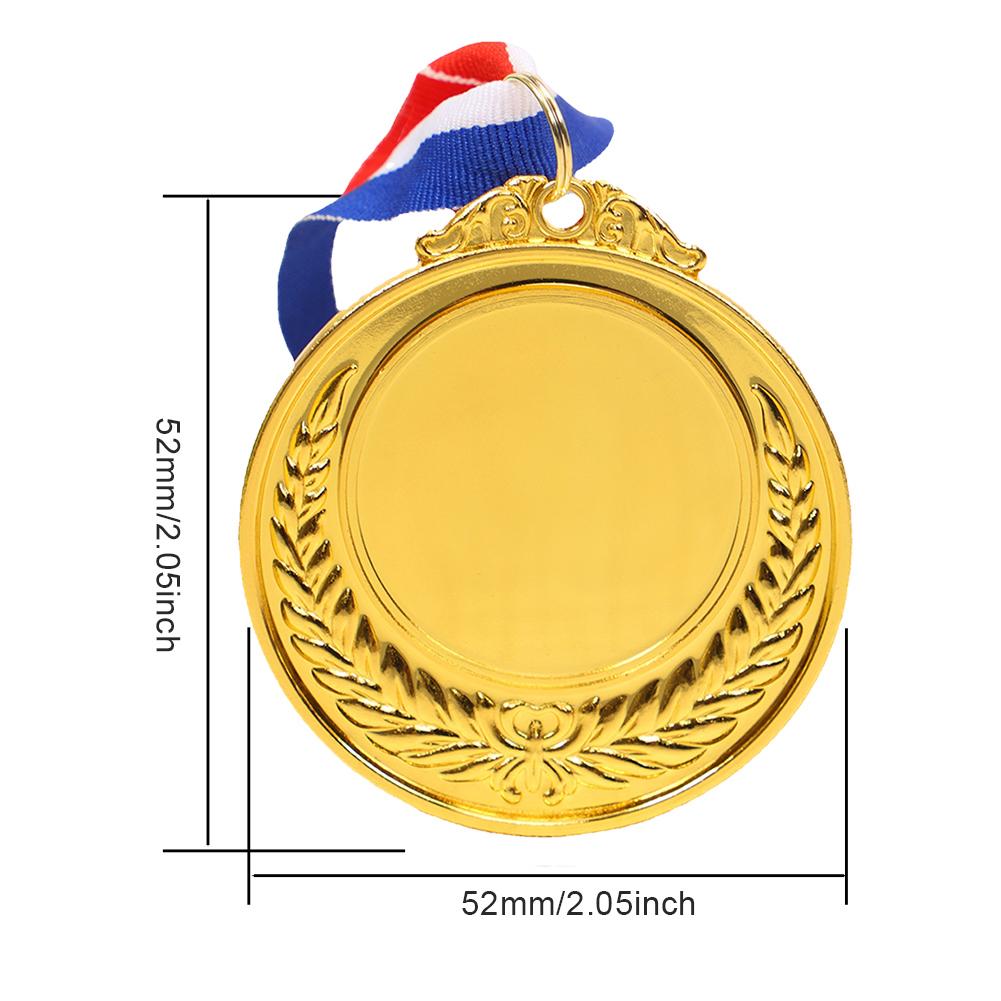 10PCS 5.2cm Gold/Silver/Bronze Medal Award with Neck Ribbon Versatile Commemoration Prize Medals for Sports Games