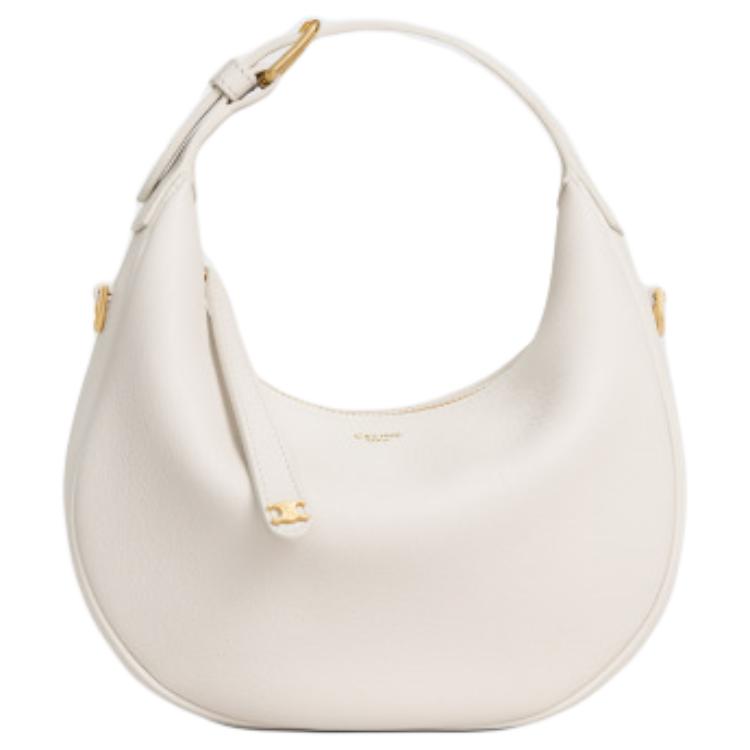 Celine Lulu Gold-Finished Leather Shoulder Tote Bag Women handbags White 120723DPJ.01RC