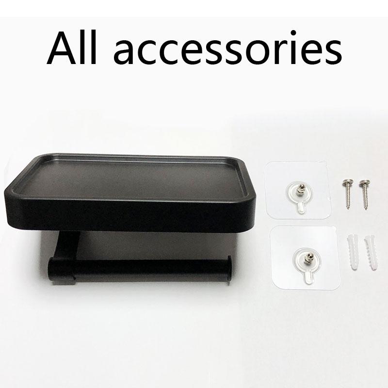 Nagelfreier grauer Toilettenpapierhalter Aluminium Wandmontierter Toilettenpapierrollenhalter Badezimmerzubehör WC Dekor Aufbewahrungsregal