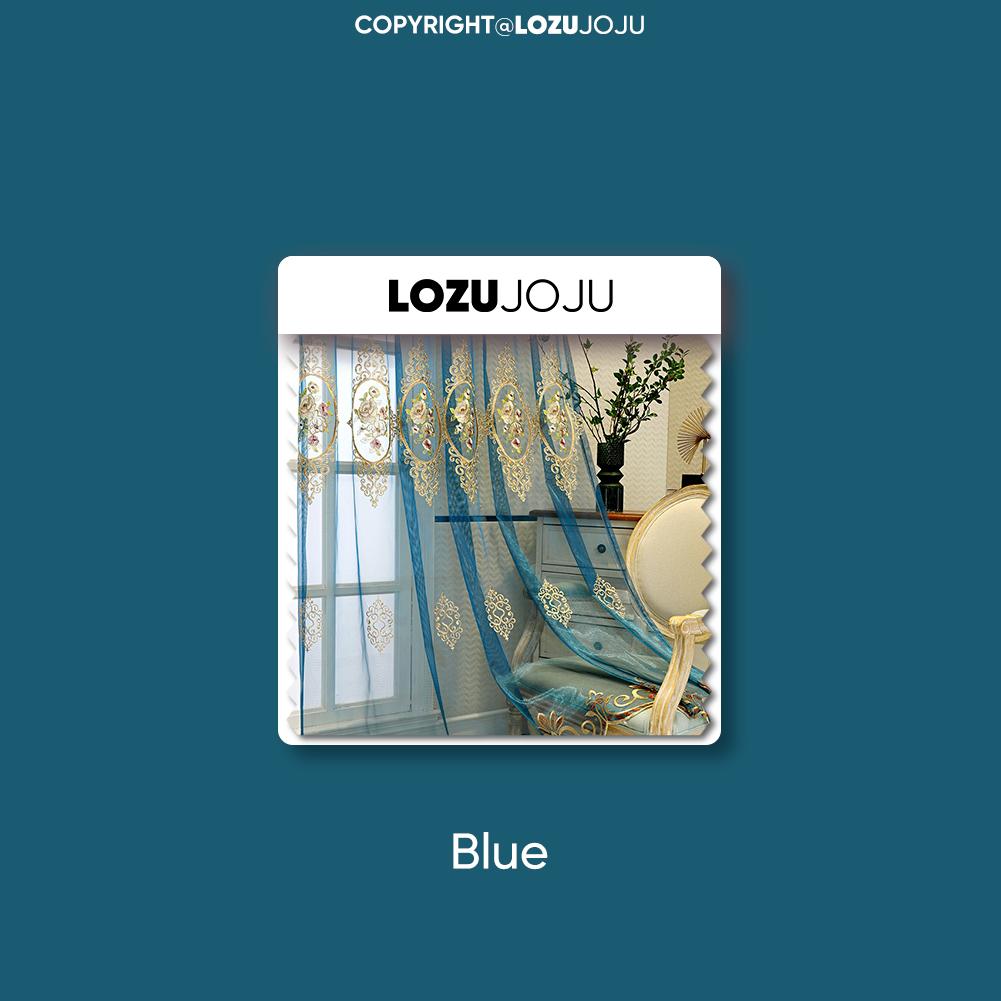 

1 шт. LOZUJOJU Европейская роскошь Классическая вышитая прозрачная занавеска Прозрачный тюль для гостиной Спальни Балкона Окна Домашний декор W150cm x L200cm синий