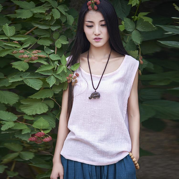 Spring Summer Women's Tanks Sleeveless O-Neck Summer Shirt 9 Color Solid Casual Cotton Linen Vintage Women Clothes Vest Top